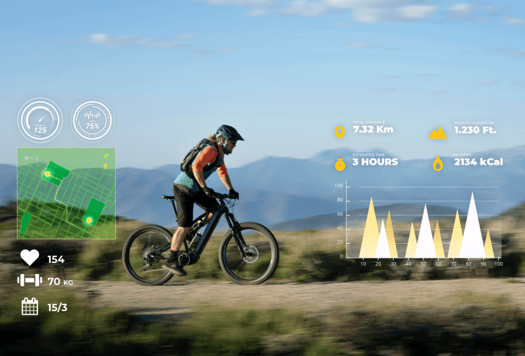 Mit Fitnesstracker beim Fahrrad fahren