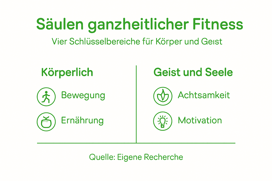 Grafik: Die vier Grundpfeiler eines ganzheitlichen Fitnesskonzepts