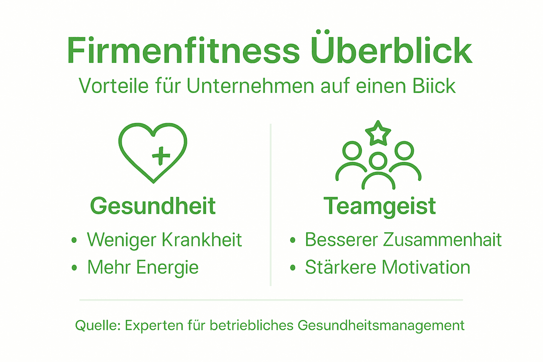 Übersicht: Die wichtigsten Vorteile und positiven Effekte von Firmenfitness auf einen Blick