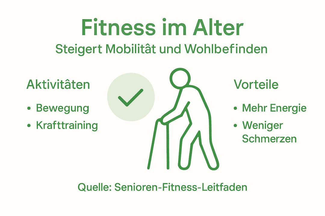 Schlicht gestaltete Infografik: Fit und aktiv im besten Alter
