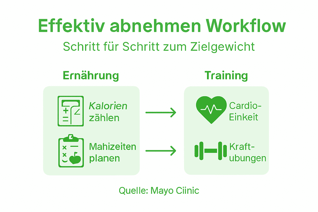 Grafik: So gelingt ein erfolgreicher Abnehm-Workflow