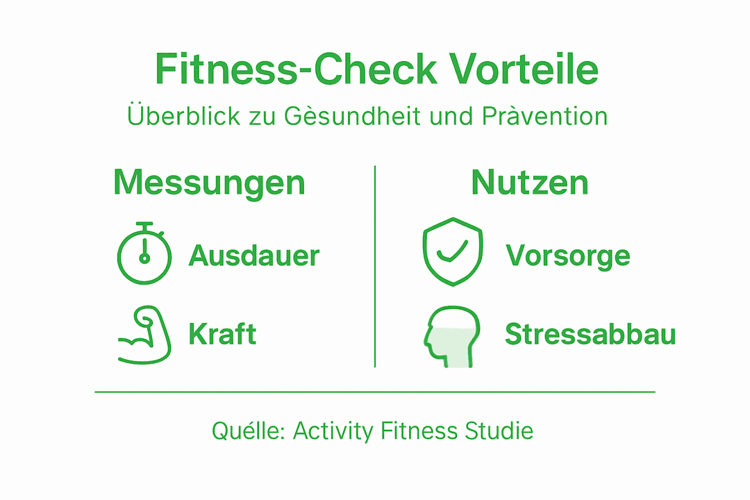 Übersicht: Die wichtigsten Vorteile und Messwerte eines Fitness-Checks auf einen Blick