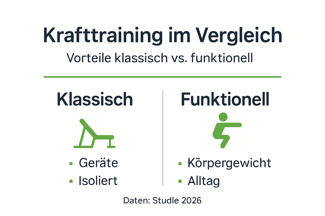 Infografik: Klassisches Krafttraining oder funktionelles Training – was hilft besser bei Rückenschmerzen?