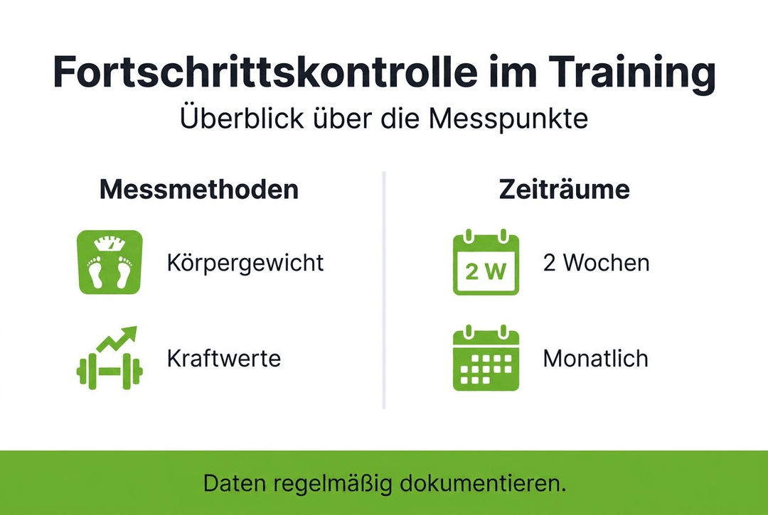 Übersichtsgrafik mit Methoden zur Erfolgsmessung und zeitlichen Meilensteinen