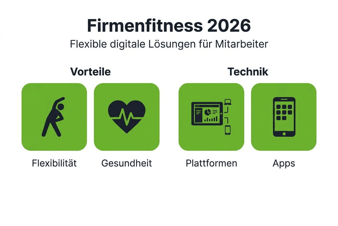Firmenfitness 2026: Übersicht zu Vorteilen und neuesten Technologien (Infografik)