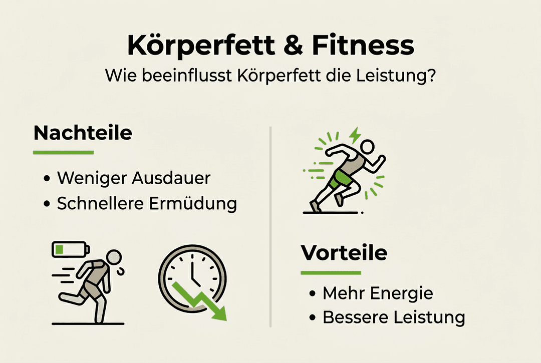 Grafik: Der Zusammenhang zwischen Körperfettanteil und sportlicher Leistungsfähigkeit