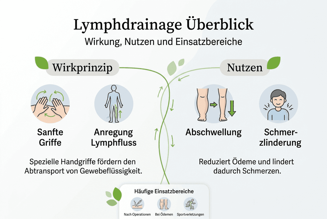 Übersichtliche Infografik: So wirkt die Lymphdrainage und davon profitieren Sie