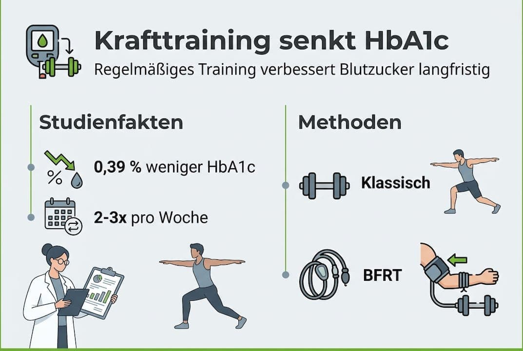 Infografik: Wie Krafttraining den HbA1c-Wert positiv beeinflussen kann