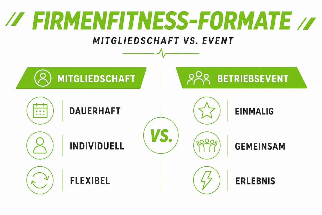 Infografik: Verschiedene Firmenfitness-Modelle im Überblick