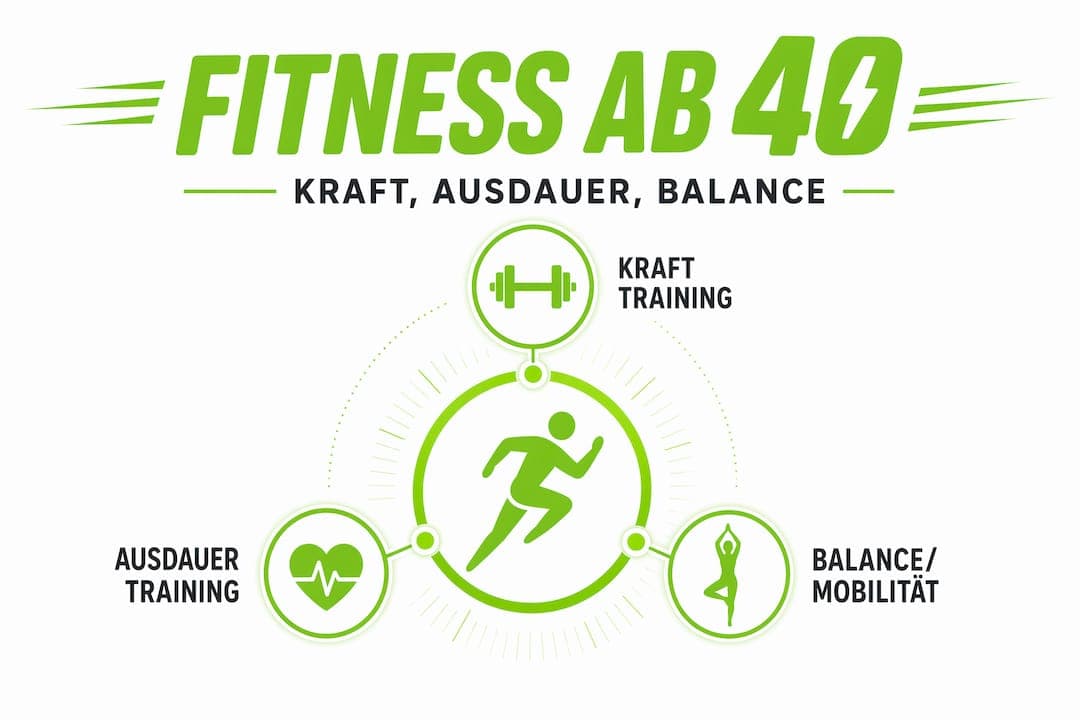 Grafik: Die drei wichtigsten Bausteine für Fitness ab 40