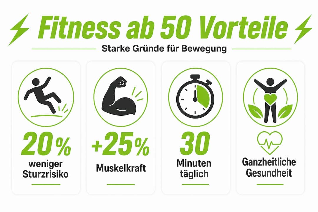 Grafik: Die Vorteile von Fitness ab 50 – mit spannenden Zahlen und Fakten