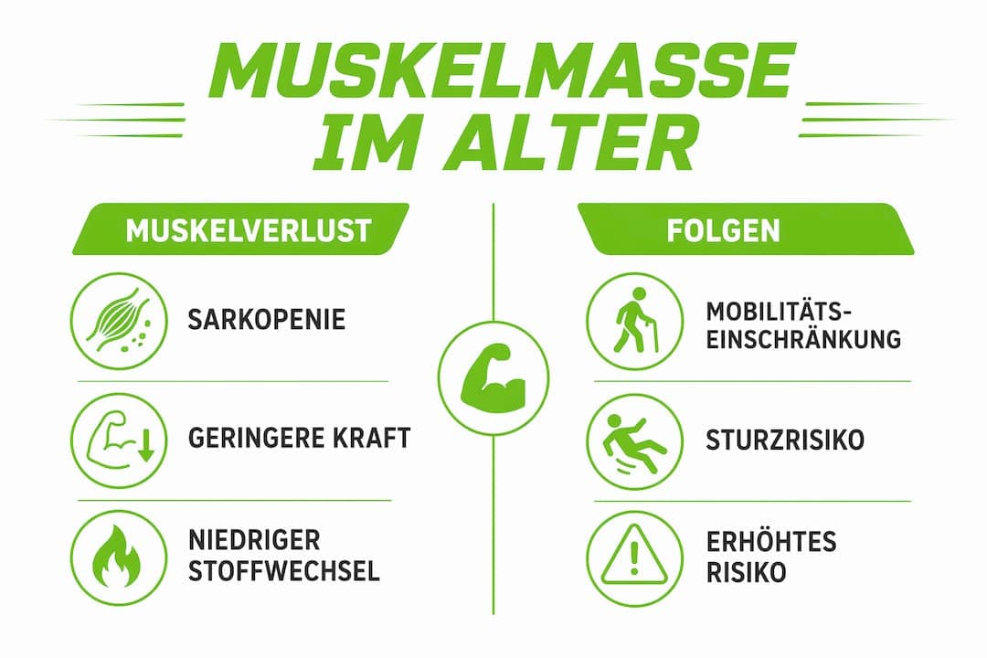 Grafik: Wie sich Muskelabbau im Alter auf Gesundheit und Lebensqualität auswirkt
