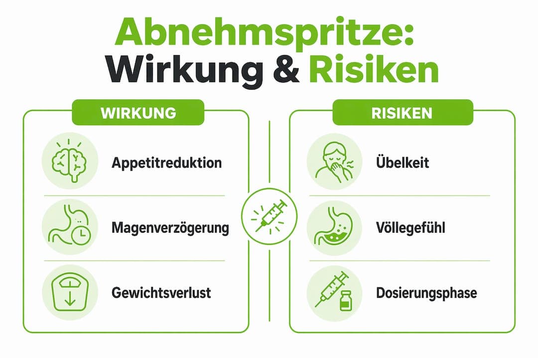 Grafik: Wie wirkt die Abnehmspritze – Chancen und Risiken im Überblick