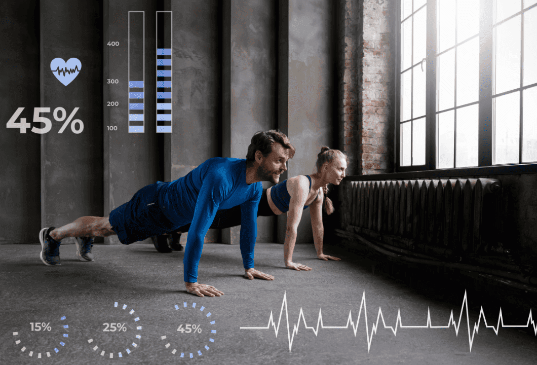 Fitnesstracker Paar bei Fitness