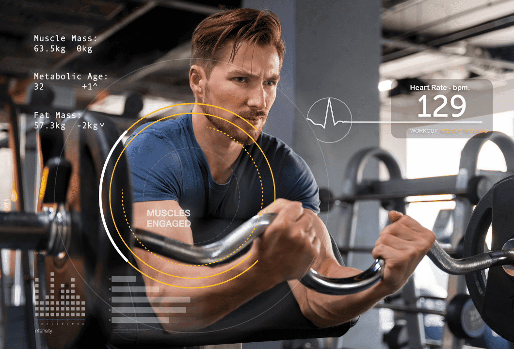 Fitness-Tracker Mann beim Krafttraining